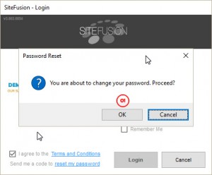 Step 2: A warning dialog will appear warning you that you are about to start the process of changing your password. Press "OK" [01]